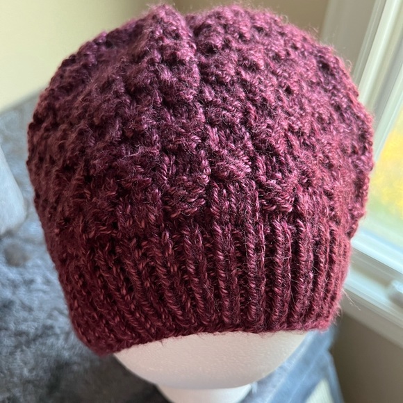 Gorgeous Burgundy Hand Knit Hat - Picture 2 of 4